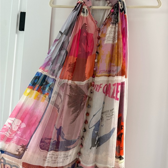 Zimmermann Wavelength Poster Print Mini Halterneck Dress Size 0 - Picture 4 of 13